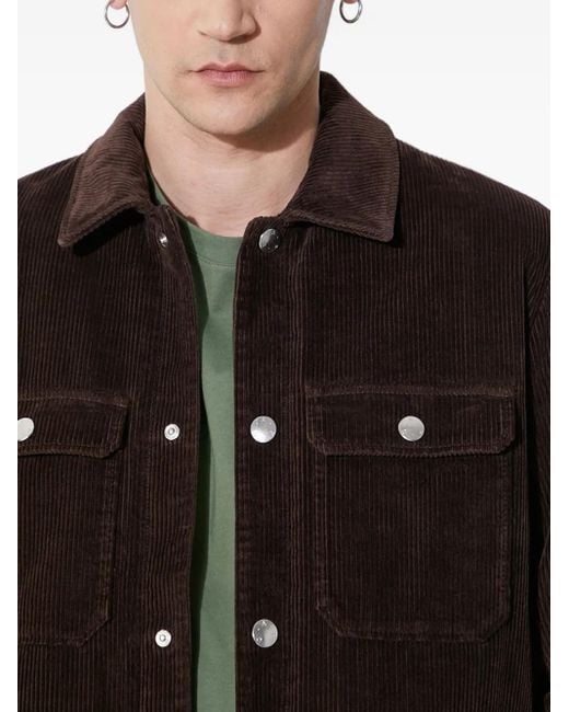 A.P.C. Ribfluwelen Jack Met Zak in het Black voor heren