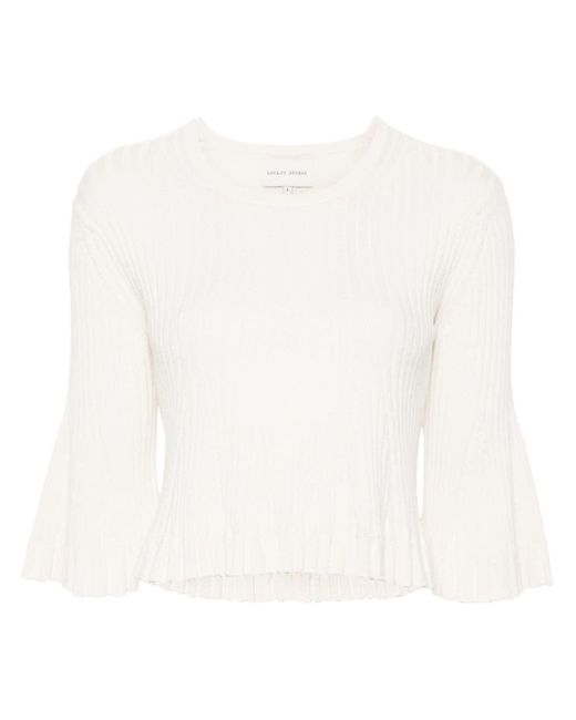Loulou Studio White Ammi Ribbed Knitted Top