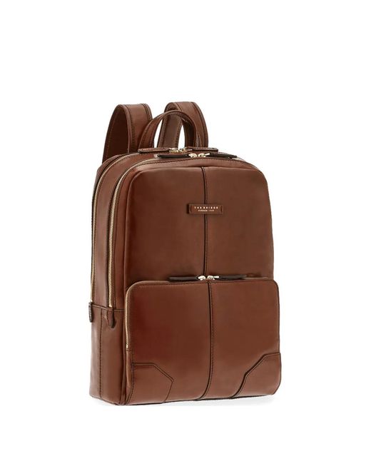 The Bridge Brown Vespucci Leather Double-Zip Backpack for men