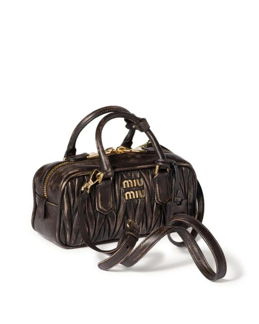 Miu Miu Black Arcadie Matelassé Leather Tote Bag