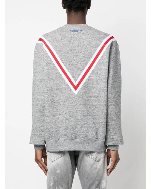 DSquared² Gray Logo-Embroidered Cotton Sweatshirt for men