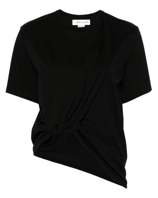 Victoria Beckham Black Drapiertes T-Shirt