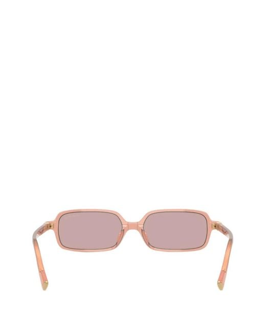 Miu Miu Pink Rectangle-Frame Sunglasses