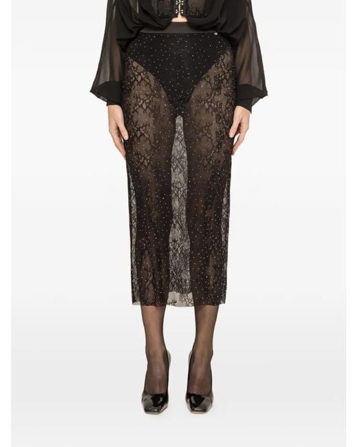 Nissa Black Lace Maxi Skirt
