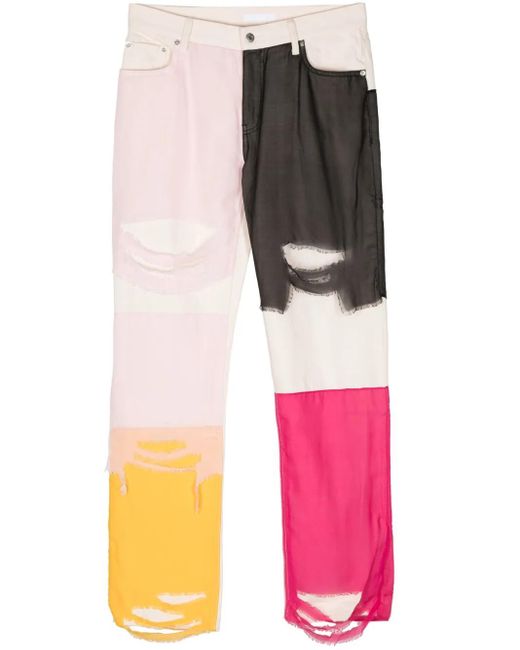 Helmut Lang Natural Panelled Low-Rise Straight-Leg Jeans for men