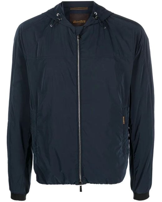 Moorer Blue Zip-Up Hooded Jacket for men