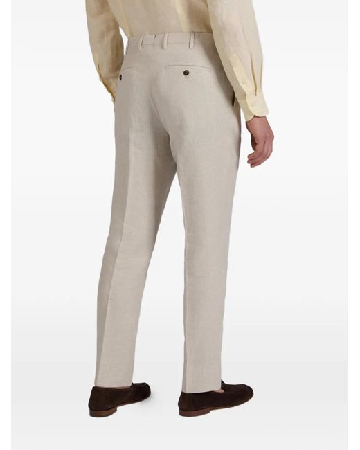 Incotex White Patterned Linen Trousers for men