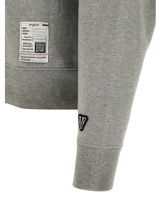 Maison Mihara Yasuhiro Gray Don'T Tag Me Gauze Logo-Patch Sweatshirt for men