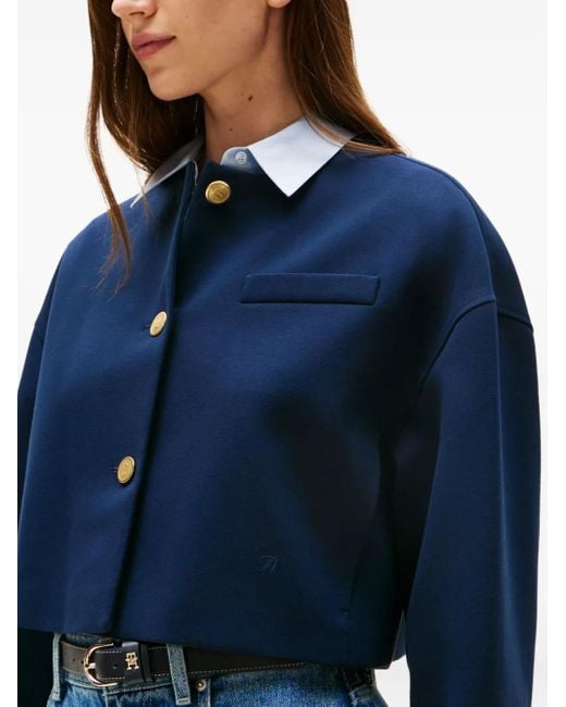 Tommy Hilfiger Blue Cropped-Jacke mit eingefassten Taschen