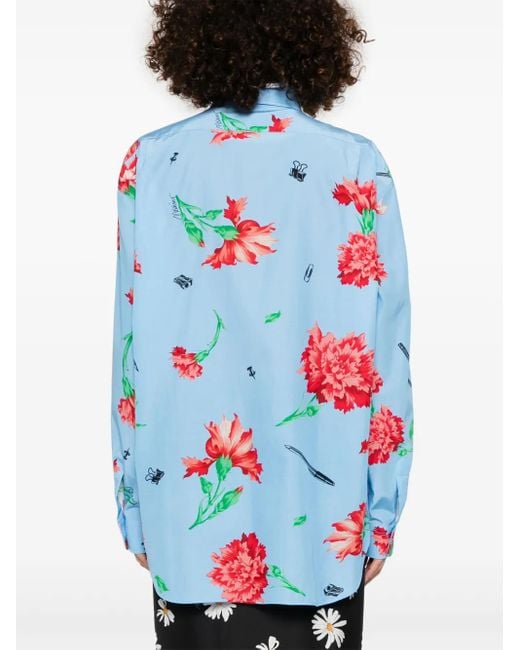 Moschino Blue Floral-Print Shirt