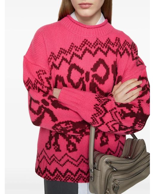 Acne Red Jacquard Sweater