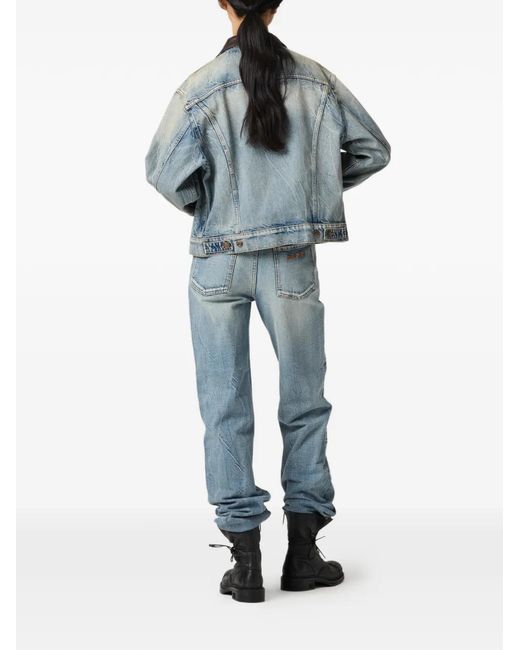 Miu Miu Blue Logo-Embroidered Jeans