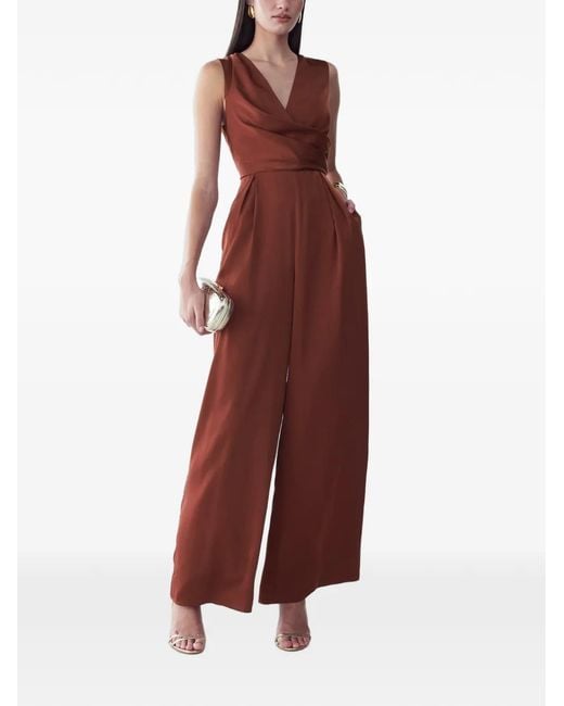 Willa Red Draped V-Neck Jumpsuit