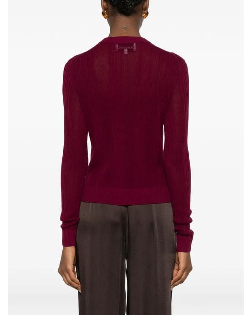Bompard Purple Ribbed Sheer Cardigan