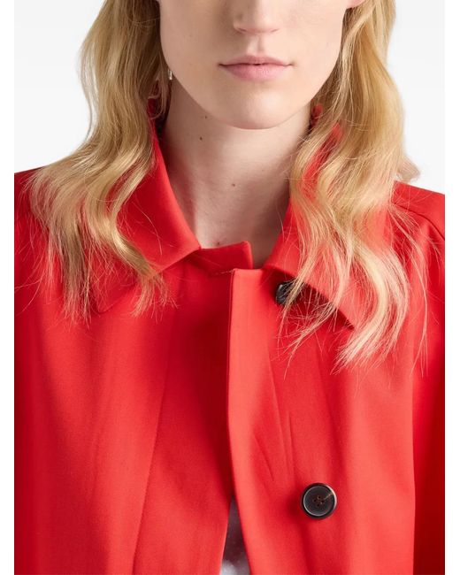 Prada Red Gabardine Midi Coat