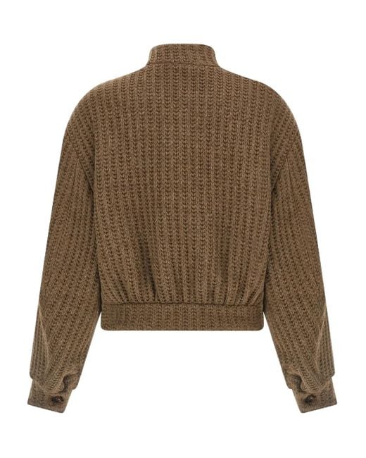 GIUSEPPE DI MORABITO Brown Knitted Flower-Embellished Jacket