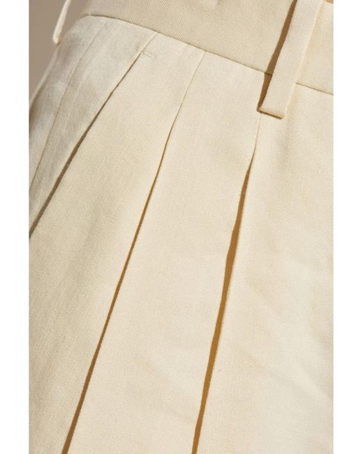 Helmut Lang Natural Pleated Wide-Leg Trousers