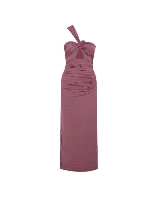 Maygel Coronel Purple Arcano Ruched Cut-Out Dress