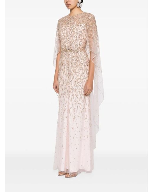 Jenny Packham Pink Delphine Sequinned Cape Gown