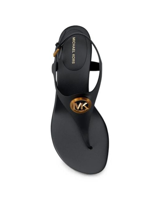 Michael Kors Black Mckenzie Logo-Plaque Sandals
