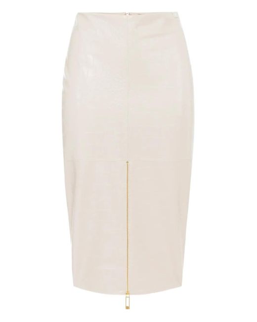 Elisabetta Franchi Rok Met Krokodillenprint En Rits in het White