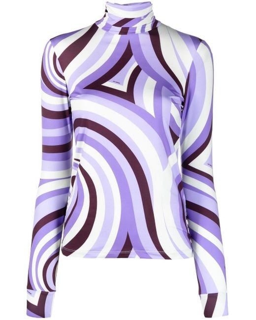 Raf Simons Purple Swirl Print Stretch-fit Top