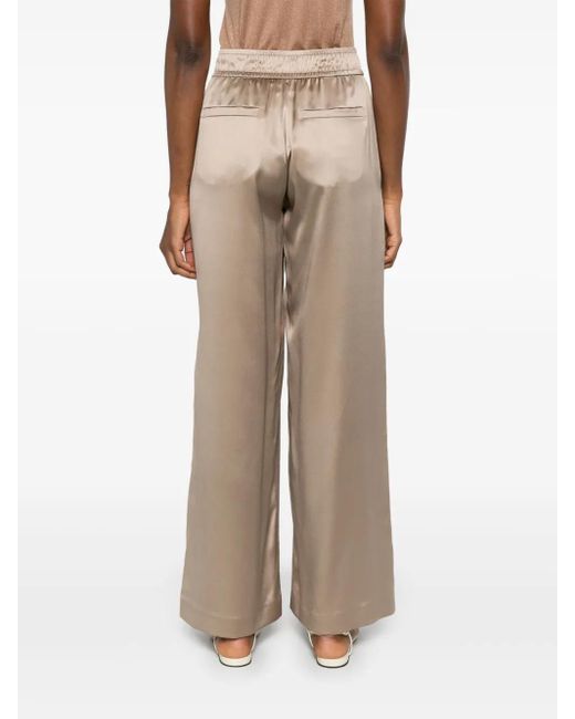 Brunello Cucinelli Natural Silk Wide-Leg Trousers