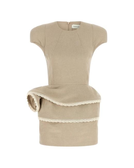 Magda Butrym Natural Rosette-Detail Lace-Trimmed Mini Dress