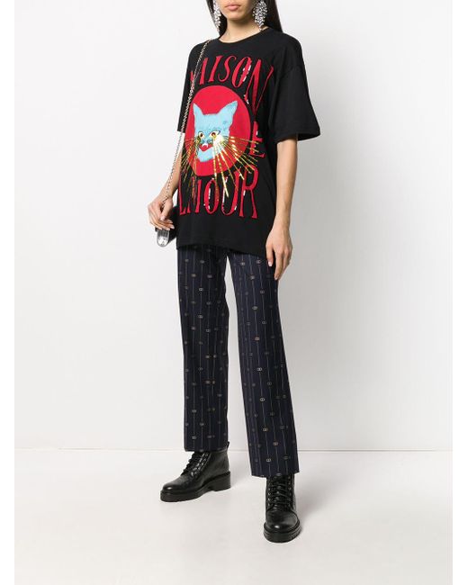 Gucci Maison De L'amour Cat Print T-shirt in Black | Lyst Gucci Maison De L'amour Cat Print T-shirt in Black | Lyst