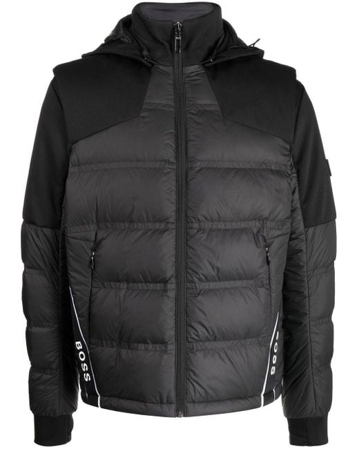 BOSS by HUGO BOSS Logoprint Padded Down Jacket in Black for Men Lyst