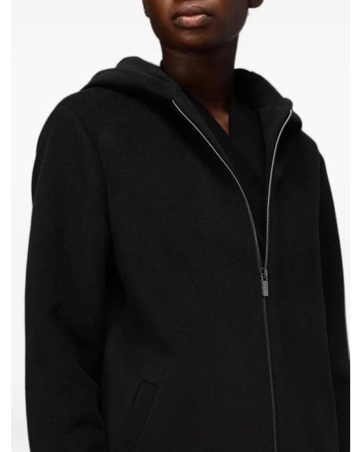 Hanita Black Zip-Up Hooded Coat