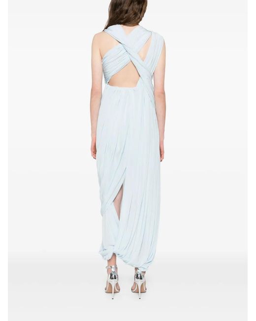 Christopher Esber White Sculptured Draped Asymmetric Dres