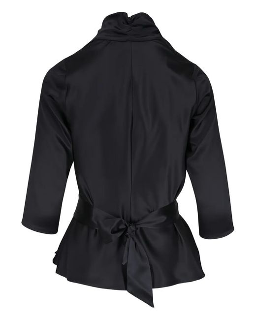 Peter Cohen Blue Belted Silk Blouse