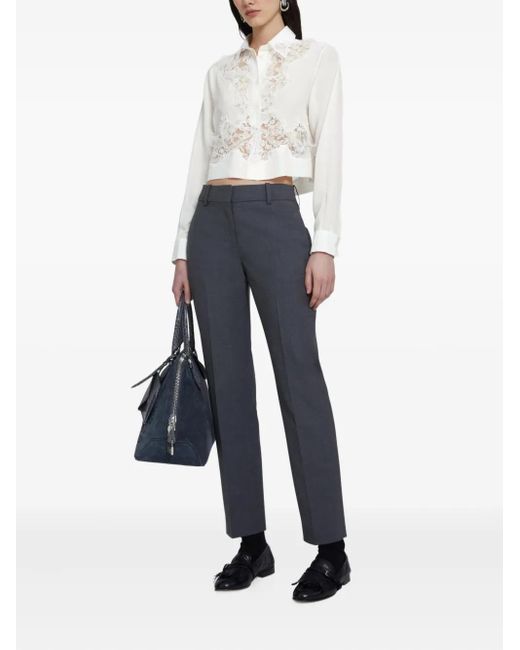 Ermanno Scervino White Lace-Embellished Silk Shirt