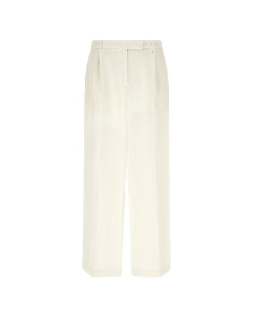 MISENITHE White Dino Pleat-Detail Trousers