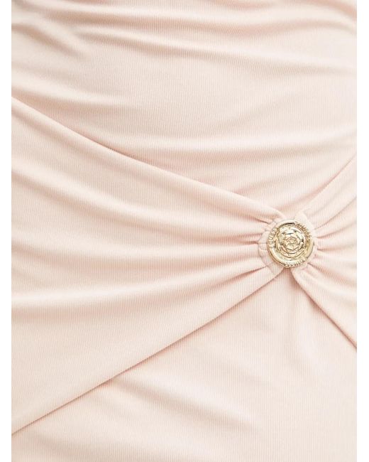 Guess White Mock-Neck Buttoned Mini Party Dress