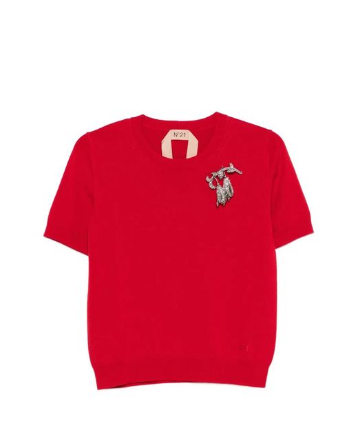 N°21 Red Brooch-Detail T-Shirt