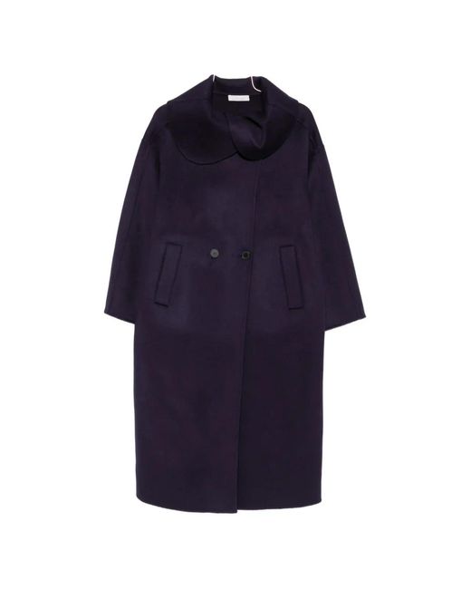 Liviana Conti Blue Oversized-Collar Double-Breasted Coat