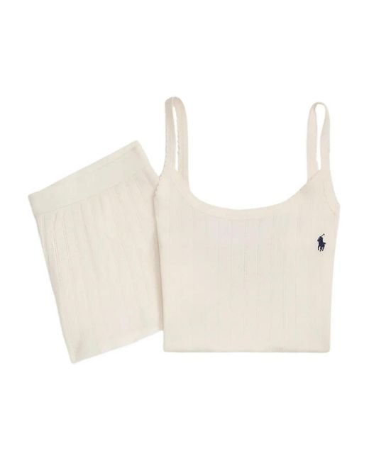 Polo Ralph Lauren White Pointelle Embroidered Pyjamas