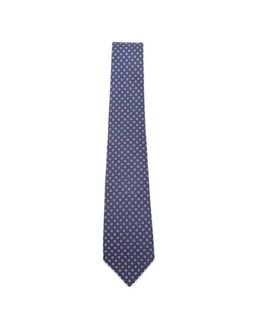 Kiton Blue Geometric-Pattern Tie for men