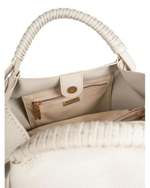 VISONA White Mia Tote Bag
