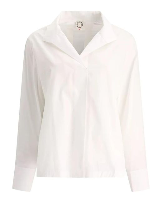 Ines De La Fressange Paris White Three-Quarter Sleeve Collared Shirt