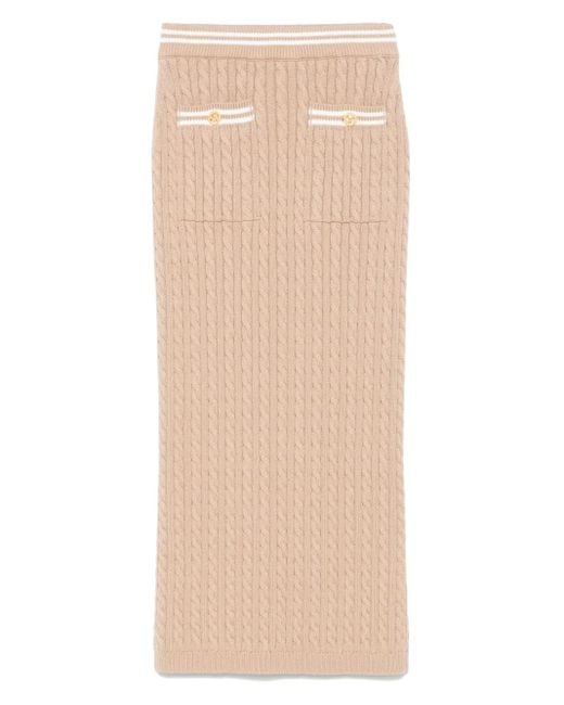Alessandra Rich Natural Cable-Knit Midi Skirt
