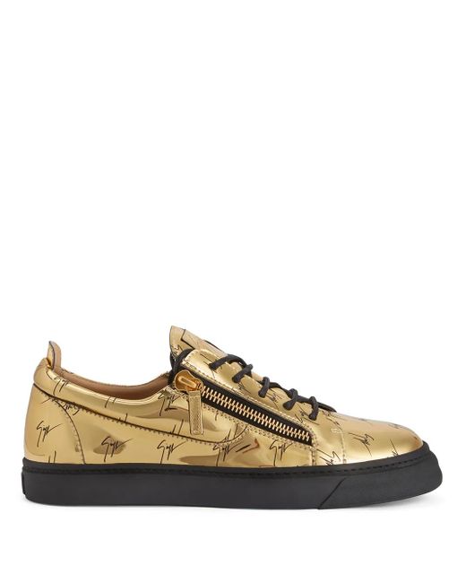 Giuseppe Zanotti Brown Frankie Logo Metallic Sneakers for men