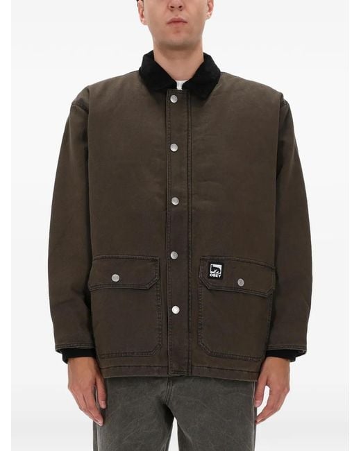 Chaqueta Con Parche Del Logo Y Cuello De Pana Obey de hombre de color Brown