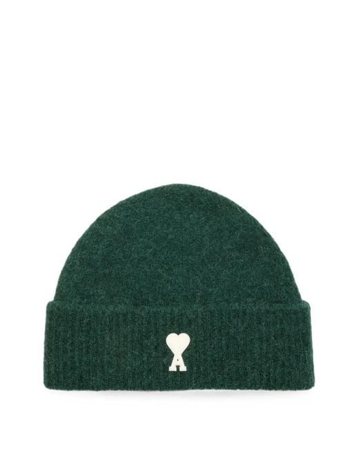 AMI Green Alpaca Beanie With Ami De Coeur