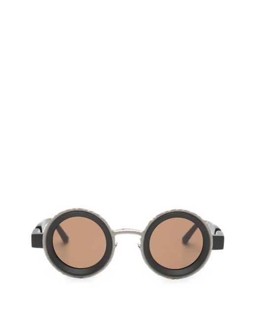 Kuboraum Gray Round-Frame Textured Sunglasses