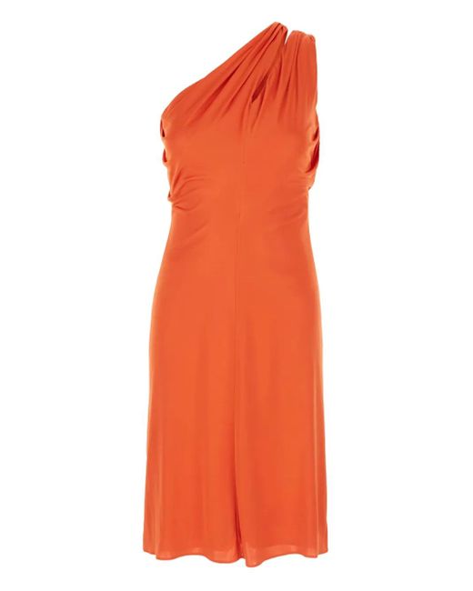 Abito Midi Monospalla Con Design Drappeggiato di Versace in Orange