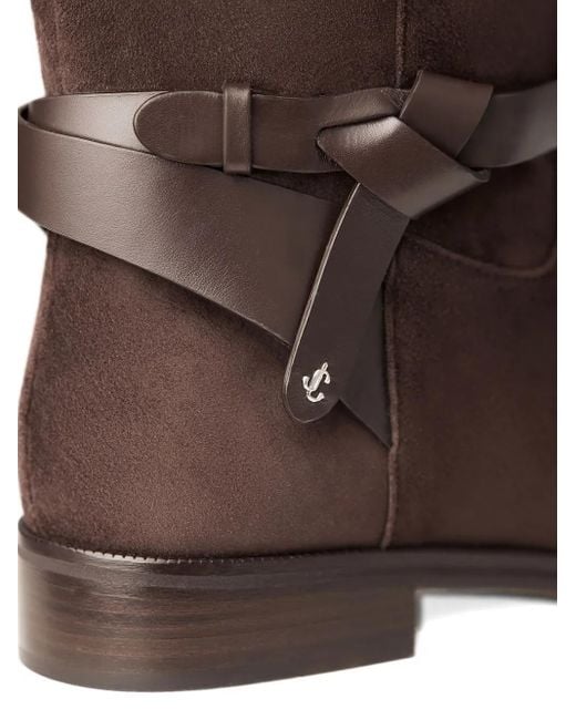 Jimmy Choo Brown Lawton Knotted Leather Strap Boots