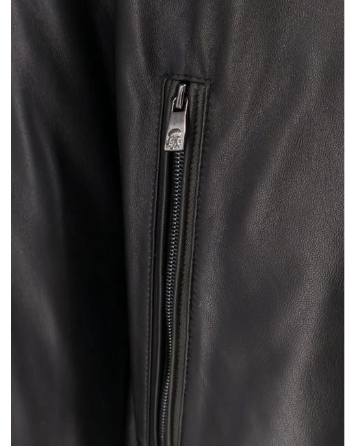 Corneliani Gray Lined Hooded Leather Jacket for men